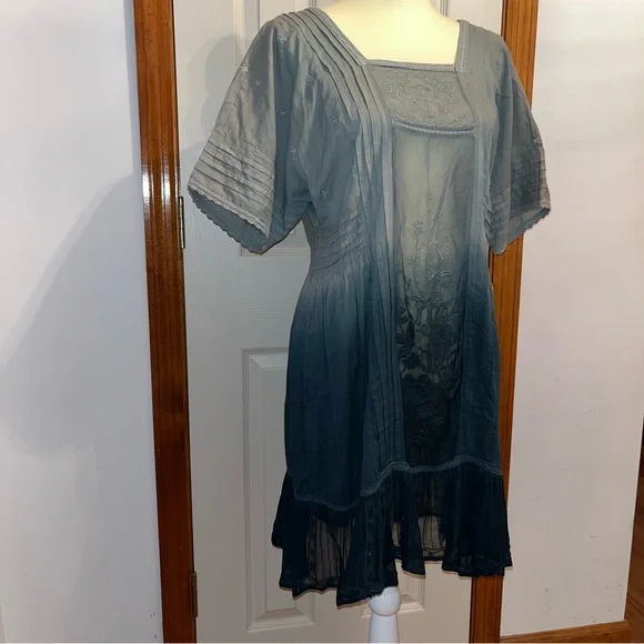 HOLDING HORSES • Anthropologie Ombre Ocean Dipped Lace & Embroidered Dress - Picture 16 of 16